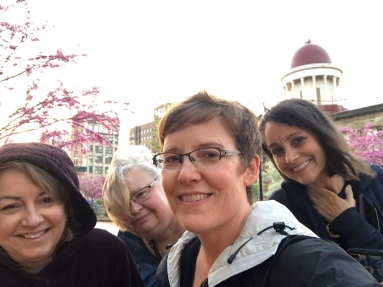 Alicia, Maureen, Sandra, and me downtown after the trip to Oak Ridge